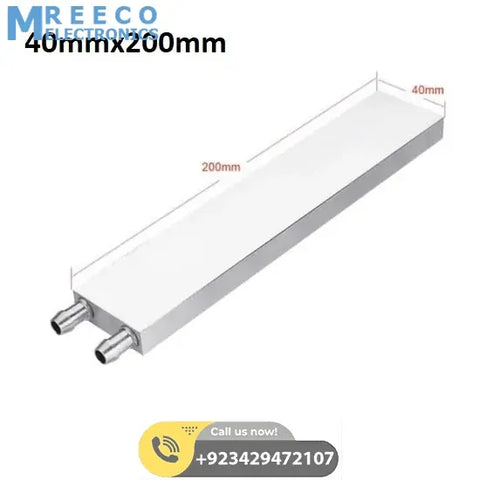 Aluminium Water Cooling Block 40mm X 200mm For Liquid Water Cooler Heat Sink system - Front View
