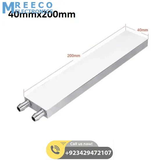 Aluminium Water Cooling Block 40mm X 200mm For Liquid Water Cooler Heat Sink system - Front View