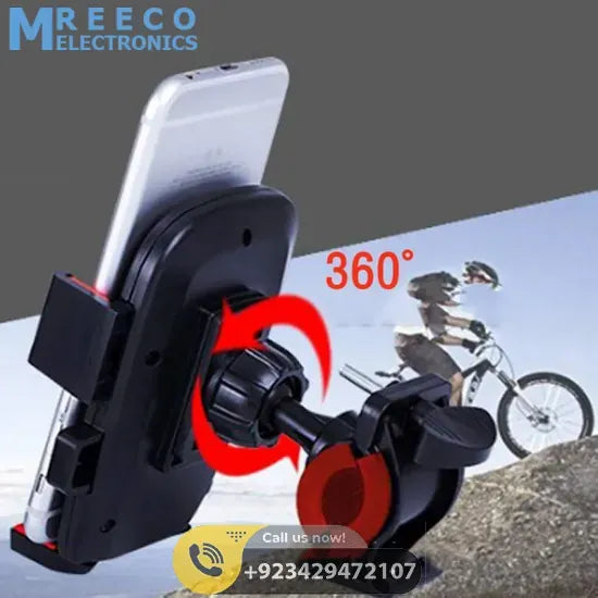 Mobile Phone Holder Stand Mount Bicycle Motorcycle Universal 360 Rotation Bike Phone Support - Front View