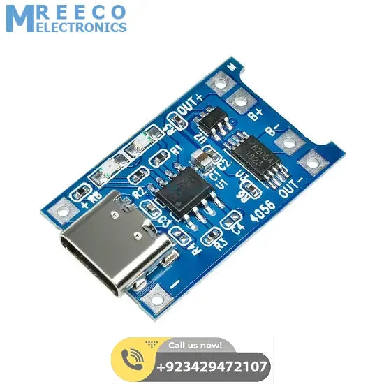 TYPE C TP4056 Lithium Battery Charging Board 1A - Front View