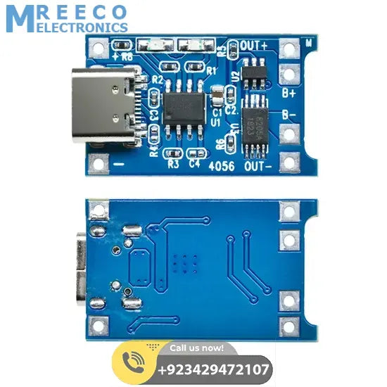 TYPE C TP4056 Lithium Battery Charging Board 1A - Back View