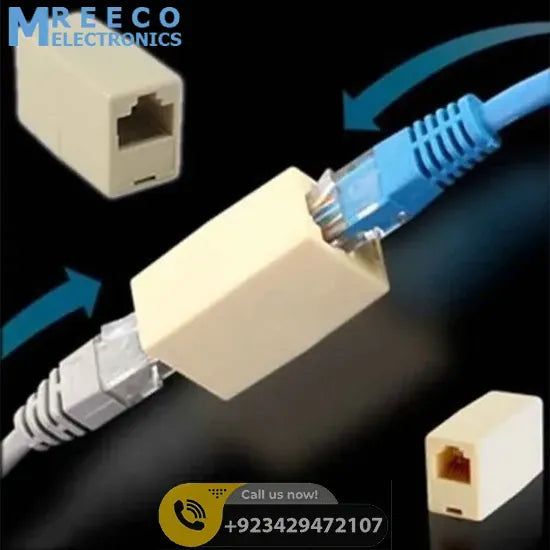 DELL RJ45 Female to Female Network LAN Connector Adapter Coupler Extender RJ45 Ethernet Cable Join Extension Converter Coupler in pakistan - Front View