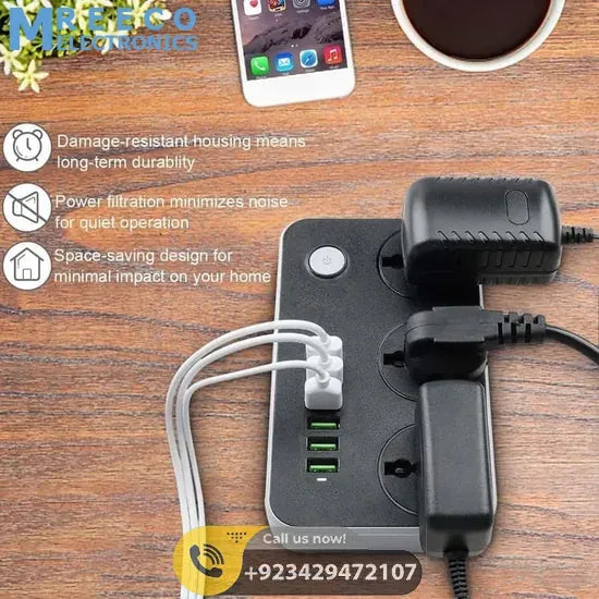 Extension Lead With 6 USB Mobile Charging Port SC3604 - Side View