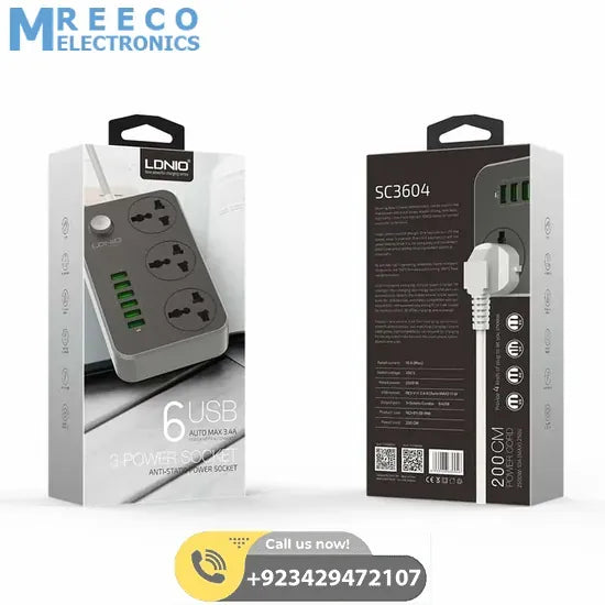 Extension Lead With 6 USB Mobile Charging Port SC3604 - Display View