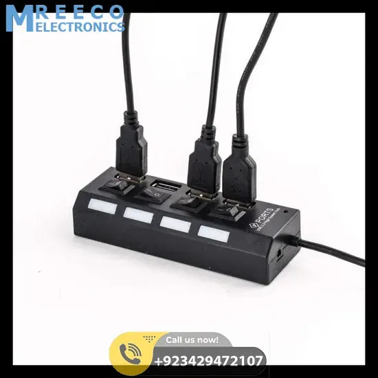 4 port USB Hub Hi-Speed USB 2.0 with Power LEDs - Top View