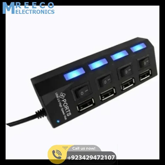 4 port USB Hub Hi-Speed USB 2.0 with Power LEDs - Bottom View