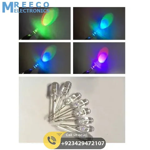 5mm 7 Color RGB Automatic Rainbow Fast Flash LED - Front View