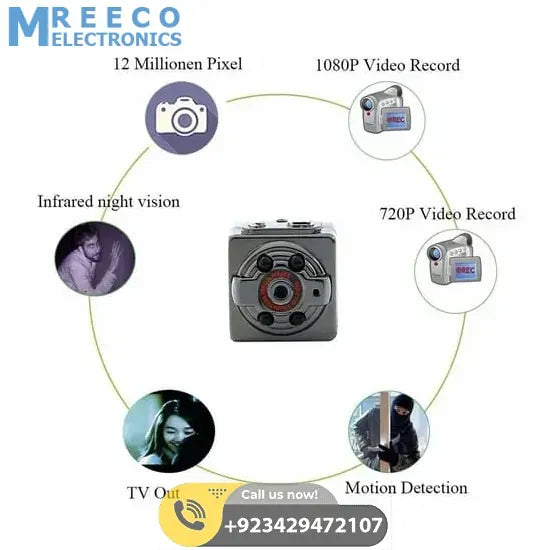 Full HD 1080P Micro IR Night Vision Motion Sensor Cam Mini Camera SQ8 - Top View