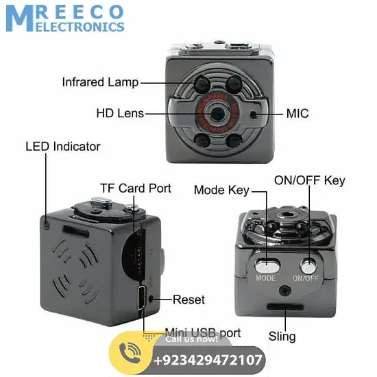 Full HD 1080P Micro IR Night Vision Motion Sensor Cam Mini Camera SQ8 - Bottom View