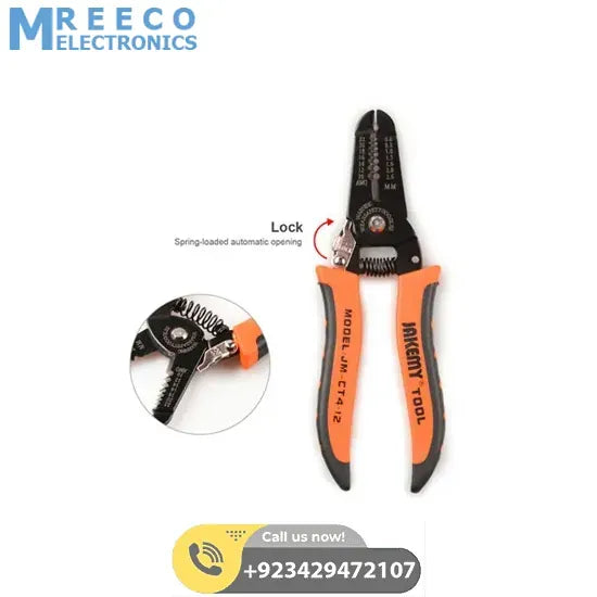 JAKEMY JM-CT4-12 Wire Stripper Clamp 7.0inch Wire Cable Side Cutter Cutting Snips Flush Pliers Nipper Terminal Crimping Tool - Side View
