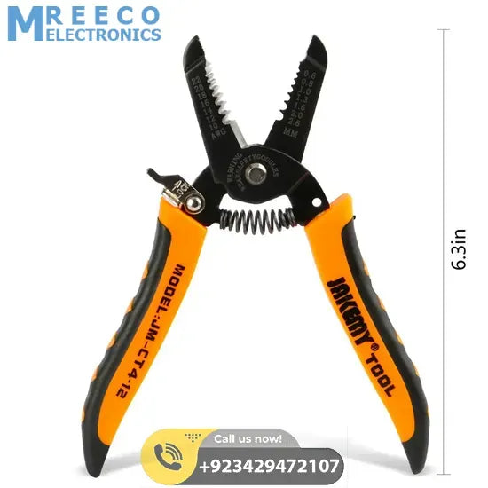 JAKEMY JM-CT4-12 Wire Stripper Clamp 7.0inch Wire Cable Side Cutter Cutting Snips Flush Pliers Nipper Terminal Crimping Tool - Back View