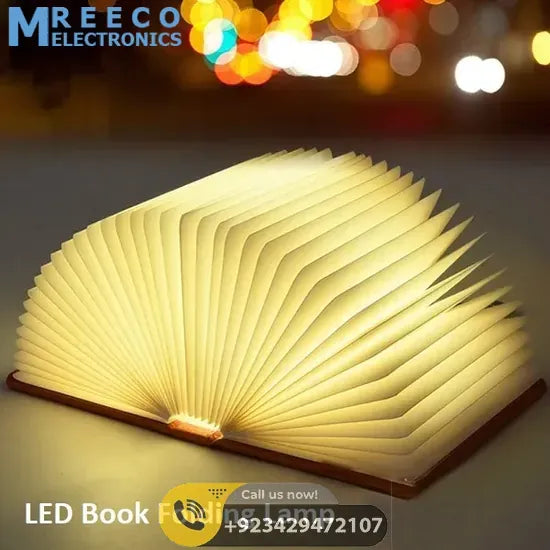 LED Book Shaped Folding Rechargeable Lamp (6.5 x 4.9x1)Inch - Front View