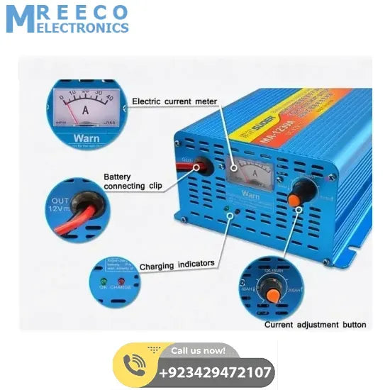 30A 12V Lead-Acid Battery Charger - Angle View