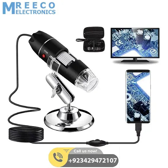 Digital USB 8 LEDs 500X Magnifier Microscope - Side View