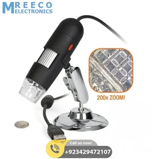 Digital USB 8 LEDs 500X Magnifier Microscope - Back View