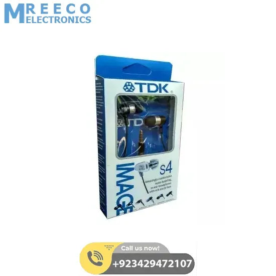 TDK Super Bass Metal Earphones/Handsfree With Caring Case - Black In Pakistan - Front View