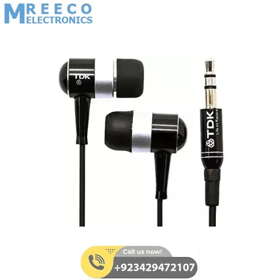 TDK Super Bass Metal Earphones/Handsfree With Caring Case - Black In Pakistan - Side View