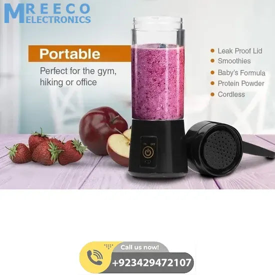 Portable Juicer Blender USB Rechargeable Mixer Bottle - Side View