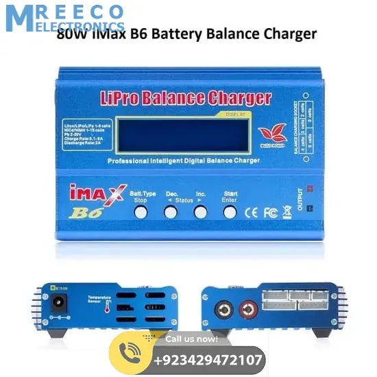 iMAX B6 Mini 80W 5A Digital DC Battery Balance Charger XT60 Plug - Front View
