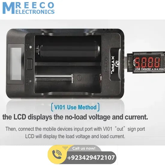 USB Current Voltage Detector VI01 Xtar - Angle View