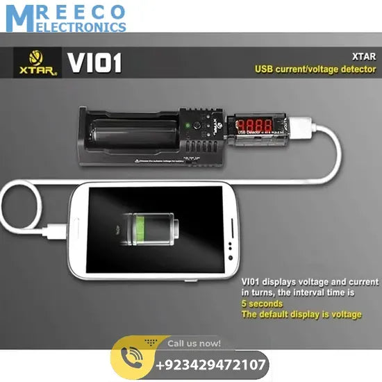 USB Current Voltage Detector VI01 Xtar - Display View