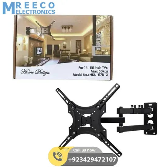 Home Design LCD Wall Mount Bracket For 14-55 Inch TVs Universal Plasma LED Tilt Bracket HDL 117B 2 Black - Front View