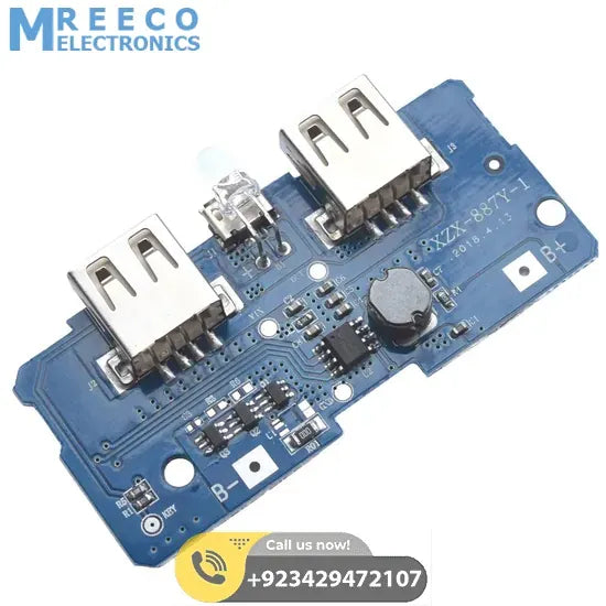 XZX-887Y-1 5V 2A DIY Power Bank Module - Front View