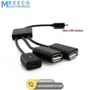 3 Port Micro USB 2.0 To OTG Hub Converter Extender Adapter Cable - Side View