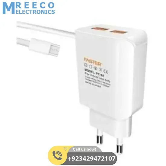 FASTER Dual USB 2.4A 2 Ports Charger FC-33 - Side View
