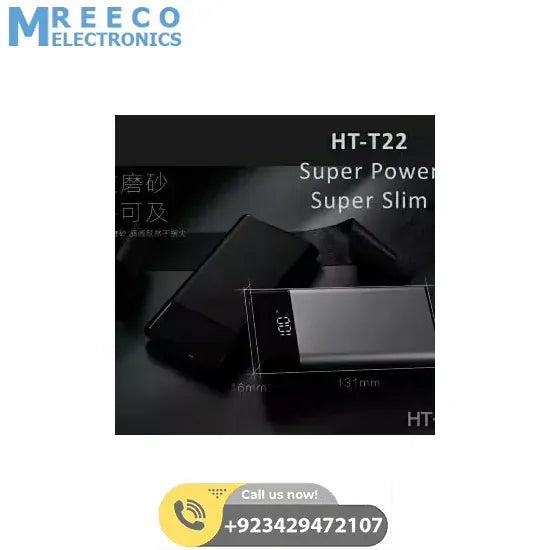 ATC HT-T22 10000mAh Super Slim Power Bank in Metallic Colors - Side View