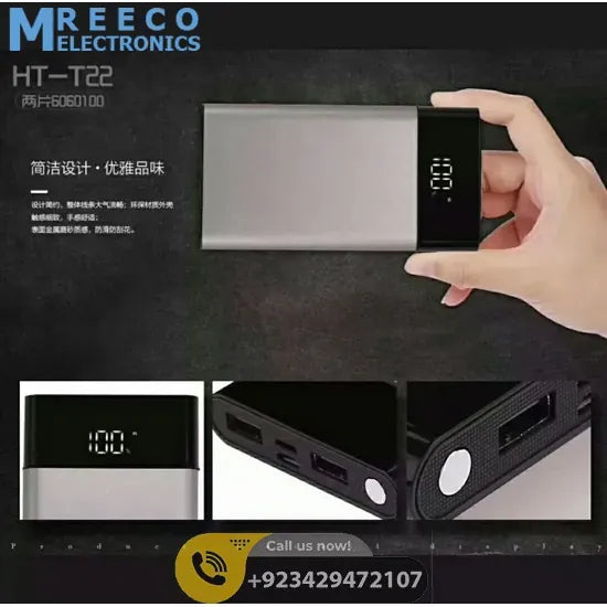 ATC HT-T22 10000mAh Super Slim Power Bank in Metallic Colors - Back View