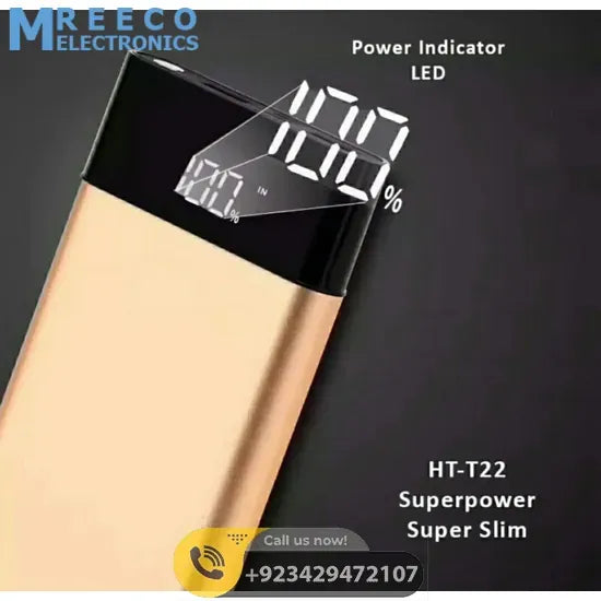 ATC HT-T22 10000mAh Super Slim Power Bank in Metallic Colors - Top View
