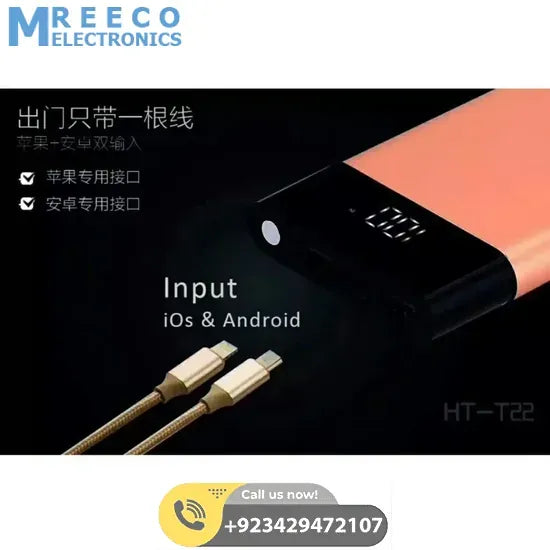 ATC HT-T22 10000mAh Super Slim Power Bank in Metallic Colors - Angle View