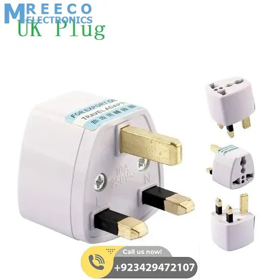 3 Pin Universal AC Power Socket Adapter Charger Converter UK Plug - Front View