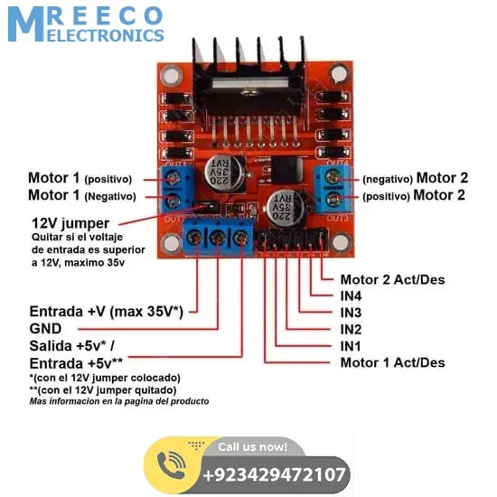 Motor Driver Module L298N For Arduino Dual H Bridge Motor Driver - Bottom View