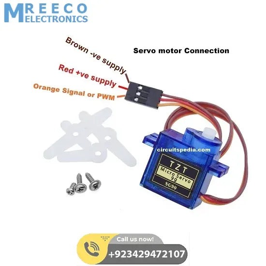 TowerPro SG90 SG 90 180 Degree Servo Motor - Bottom View