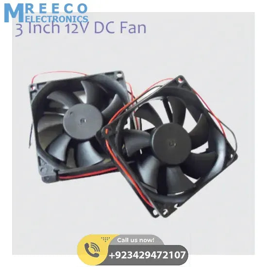 3 Inch 12V DC Exhaust Fan - Front View