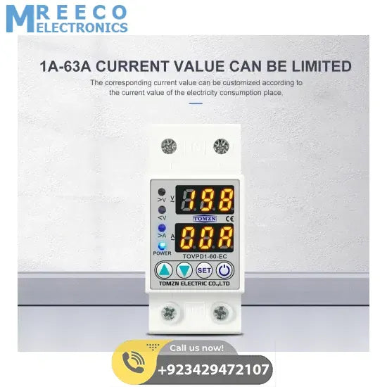 TOMZN TOVPD1-60 Adjustable Over And Under Voltage Relay Voltage Fluctuation Protection Device In Pakistan - Back View