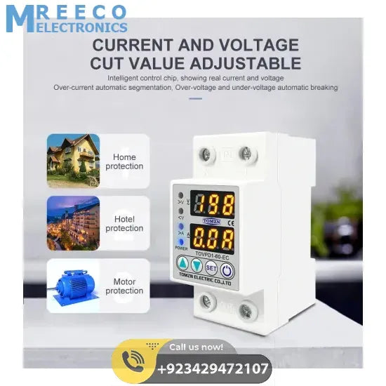 TOMZN TOVPD1-60 Adjustable Over And Under Voltage Relay Voltage Fluctuation Protection Device In Pakistan - Close-up