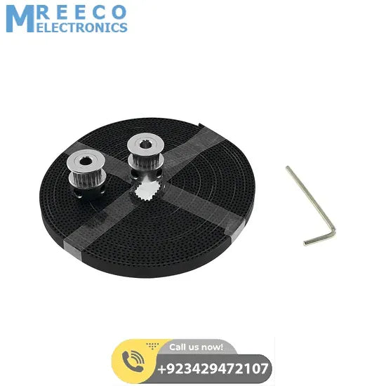 2 Meter GT2 Timing Belt with 2Pcs Of 5mm GT2 Pulley 16 Teeth - Front View