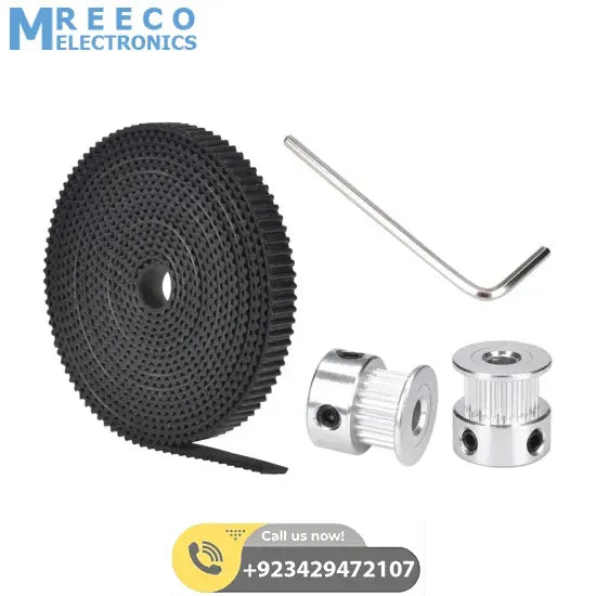 2 Meter GT2 Timing Belt with 2Pcs Of 5mm GT2 Pulley 16 Teeth - Back View