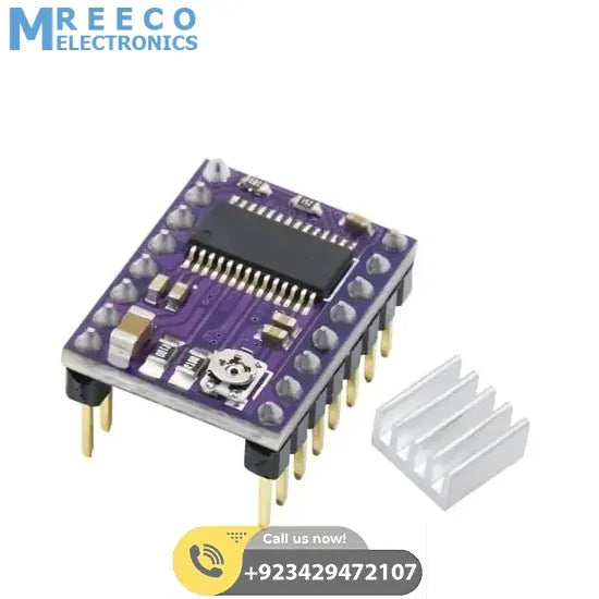 DRV8825 Stepper Motor Driver with Aluminum Heat Sink - Front View