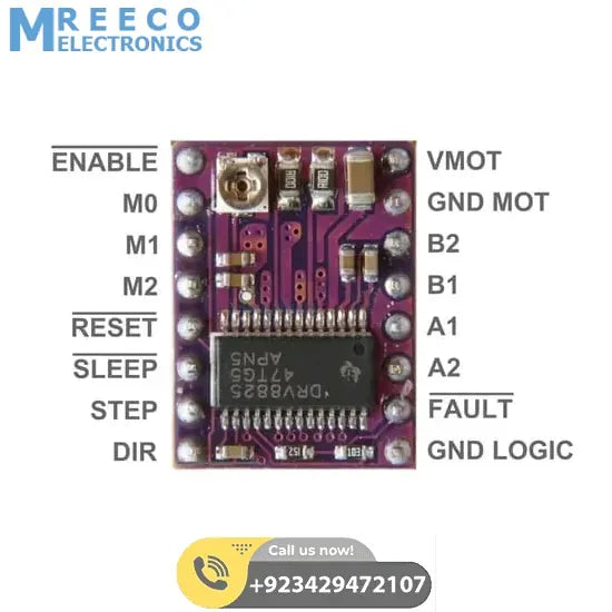 DRV8825 Stepper Motor Driver with Aluminum Heat Sink - Top View