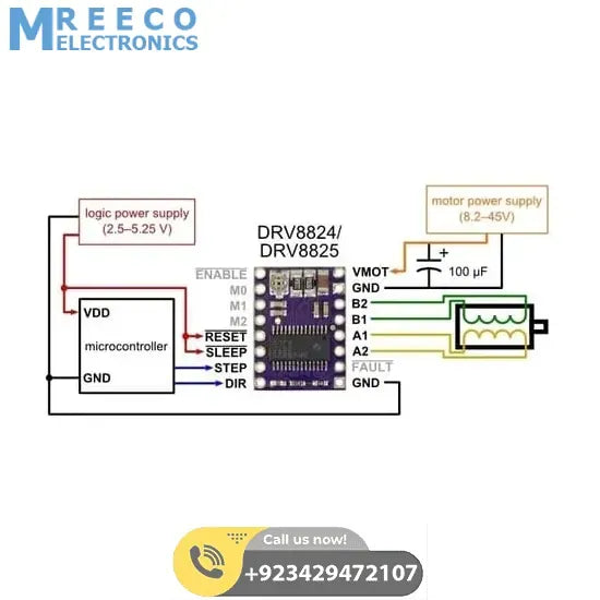 DRV8825 Stepper Motor Driver with Aluminum Heat Sink - Bottom View