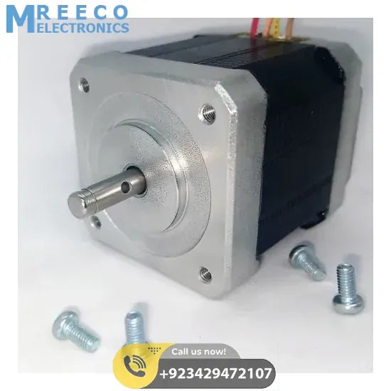 NEMA 17 Stepper Motor: Bipolar 1.8 degree, 1.6 ohm For 3D Printer Robotics 4 Wire - Front View