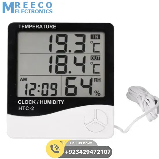 Digital Thermometer And Hygrometer HTC-2 - Front View