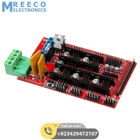 3D Printer Controller Board RAMPS 1.4 Arduino Mega Shield RepRap Prusa Model - Front View