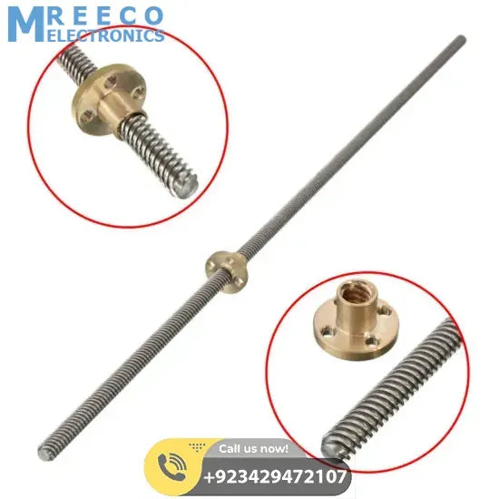 Threaded Rod Lead Screw 8mm 500mm - Side View