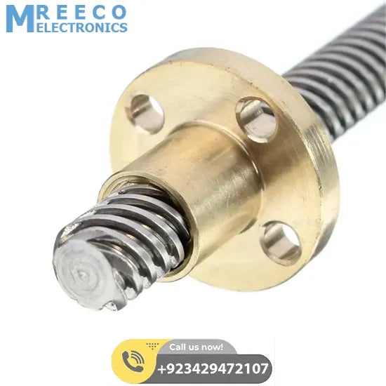 Threaded Rod Lead Screw 8mm 500mm - Back View