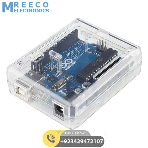 Transparent Acrylic Case Shell Enclosure Gloss Box For Arduino UNO R3 - Front View